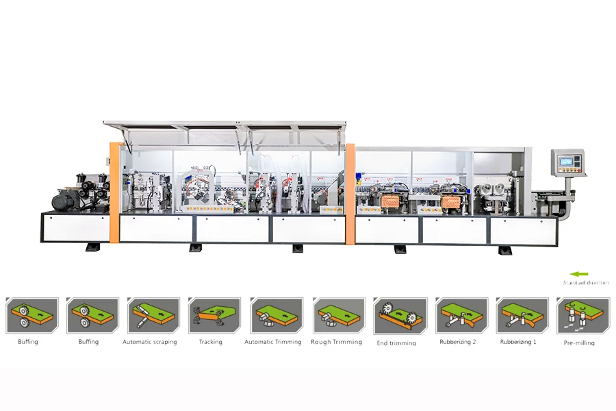 Wood Furniture Machine Mdf Pvc Abs Pre Milling Corner Rounding Kdt Automatic Edge Banding Machine With Buffing