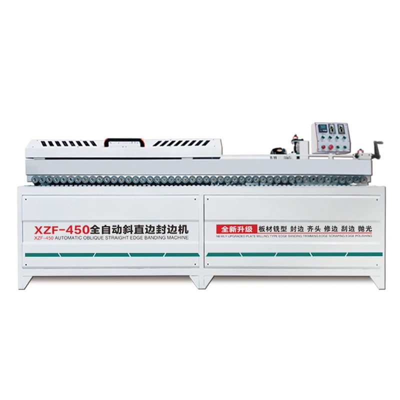 Hcebbf34fb0cd445e85fe73ca00351ed7e.webp XZF450 Woodworking Bevel and Straight Edge Banding Machine 45 Degree Pre Milling Edge Bander Machine - Image 1