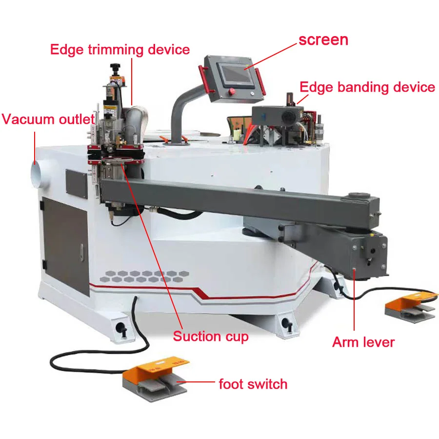 Folding Arm Curve Edgebander Edge Bander Woodworking Automatic Curve Edge Banding Machine With Trimming