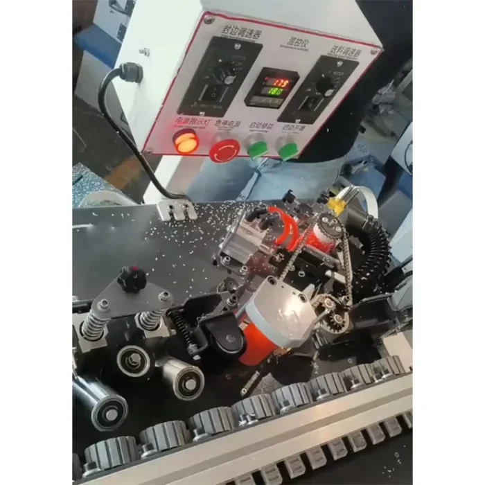 Small Multifunction 45 Degree Angle Edge Banding Machine for Wood Cabinet Pvc Using Pur Hot-Melt Glue - Image 5