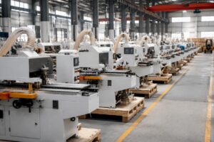 Assembly line of certified Chinese woodworking machinery ready for export to the Middle East